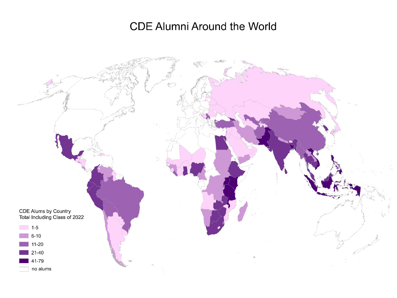 CDE_WorldAlumni a map showing geographical spread of the CDE alumni